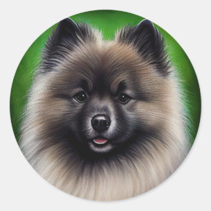 Keeshond Dog in St. Patrick's Day Dress Runder Aufkleber