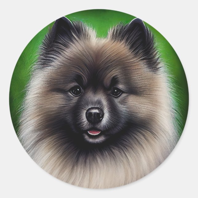 Keeshond Dog in St. Patrick's Day Dress Runder Aufkleber (Vorderseite)