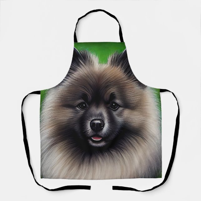 Keeshond Dog in St. Patrick's Day Dress Schürze (Vorderseite)