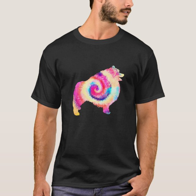 Keeshond Dog Lover Dog Owner Gefärbte Krawatte T-Shirt (Vorderseite)