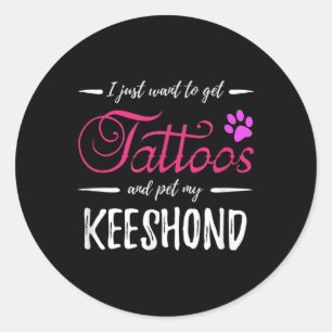 Keeshond Dog Lover Tattoo Funny Dog Mama Geschenk Runder Aufkleber