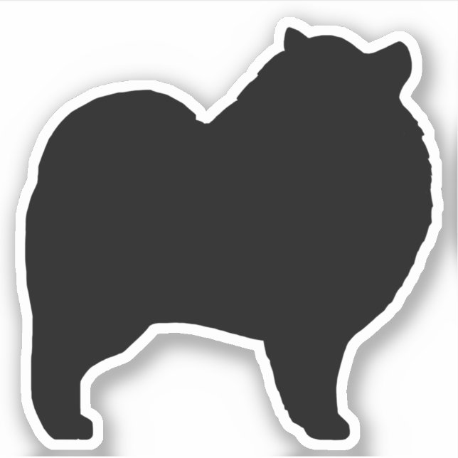 Keeshond Dog Silhouette Keesie Vinyl Sticker (Vorderseite)