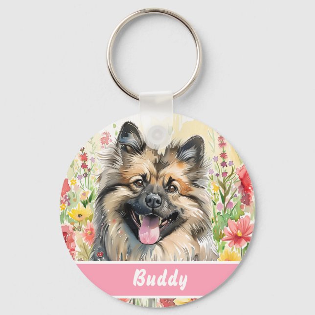 Keeshond Dog Tag – Custom Info Schlüsselanhänger (Vorderseite)