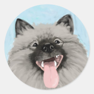 Keeshond Glückliches Gesicht Runder Aufkleber