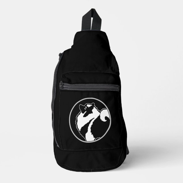 Keeshond Graphic Kontur Niedlich Original Pet Dog  Crossbody Bag (Vorderseite)