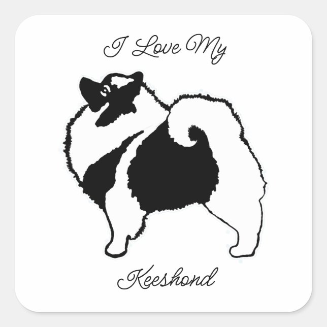 Keeshond Graphics - Niedlich Original Dog Art Squa Quadratischer Aufkleber (Vorderseite)