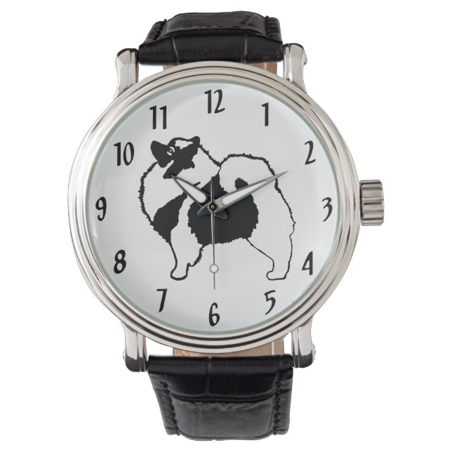 Keeshond Graphics - Niedliche Original Dog Art Armbanduhr (Vorderseite)