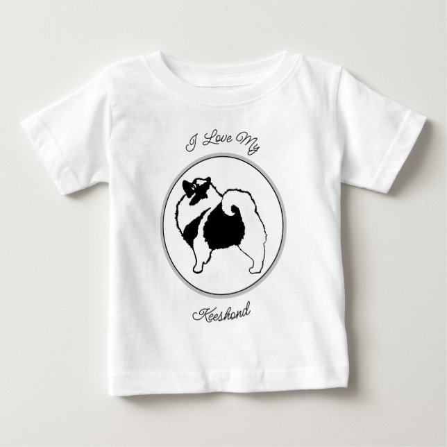 Keeshond Graphics - Niedliche Original Dog Art Baby T-shirt (Vorderseite)