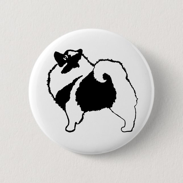 Keeshond Graphics - Niedliche Original Dog Art Button (Vorderseite)