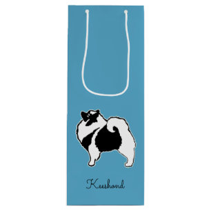 Keeshond Graphics - Niedliche Original Dog Art Geschenktüte Für Weinflaschen
