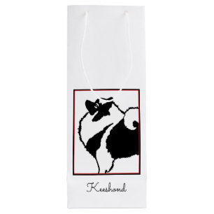 Keeshond Graphics - Niedliche Original Dog Art Geschenktüte Für Weinflaschen