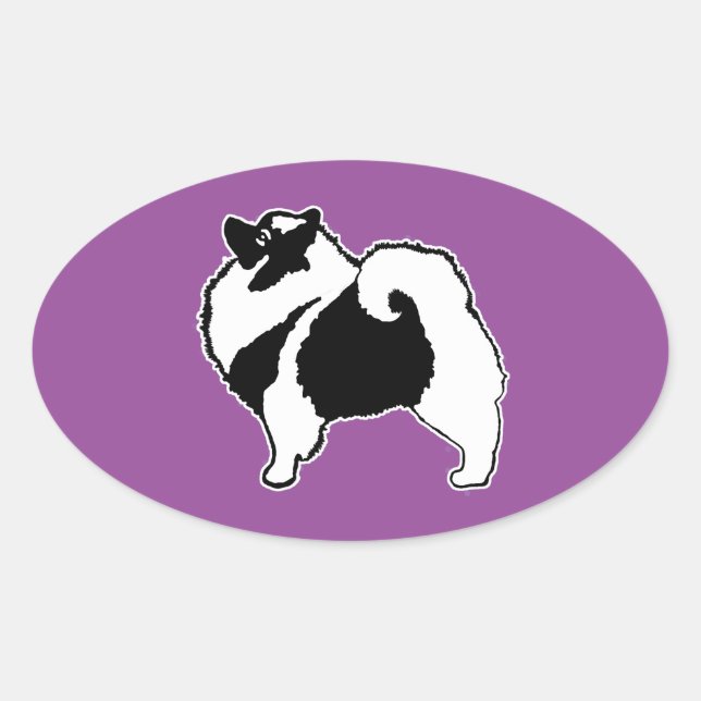 Keeshond Graphics - Niedliche Original Dog Art Ovaler Aufkleber (Vorderseite)