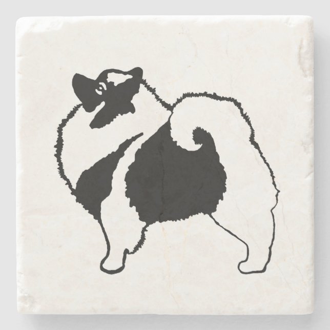 Keeshond Graphics - Niedliche Original Dog Art Steinuntersetzer (Vorderseite)