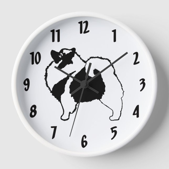 Keeshond Graphics - Niedliche Original Dog Art Uhr (Vorderseite)