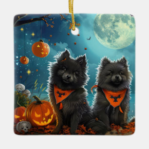 Keeshond Halloween Spooky Keramikornament