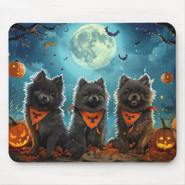 Keeshond Halloween Spooky Mousepad (Vorne)