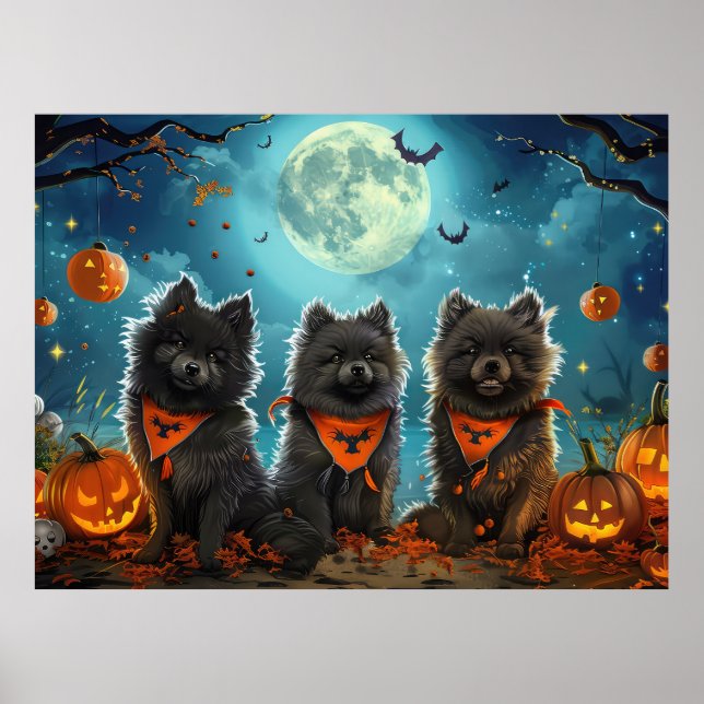 Keeshond Halloween Spooky Poster (Vorne)