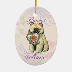 Keeshond Heart Mama Keramik Ornament