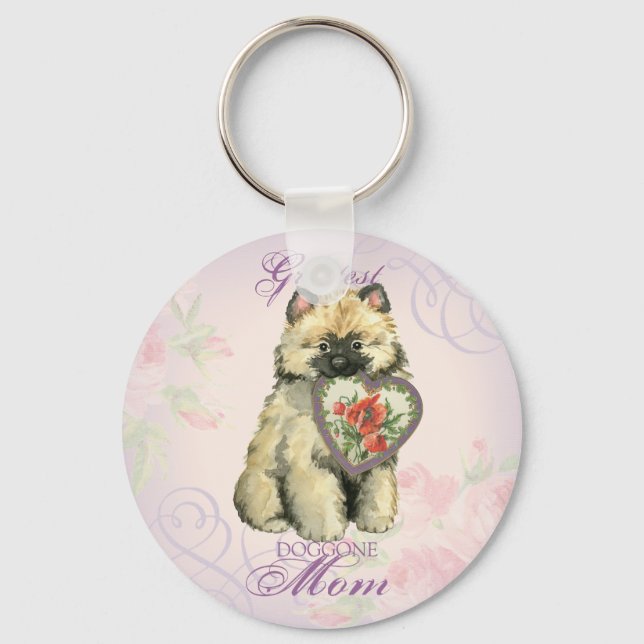 Keeshond Heart Mama Schlüsselanhänger (Vorderseite)