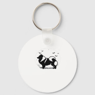 Keeshond Hund � Halloween Mond Silhouette Klassisc Schlüsselanhänger
