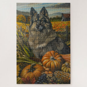 Keeshond Hund Herbsternte Erntedankfest