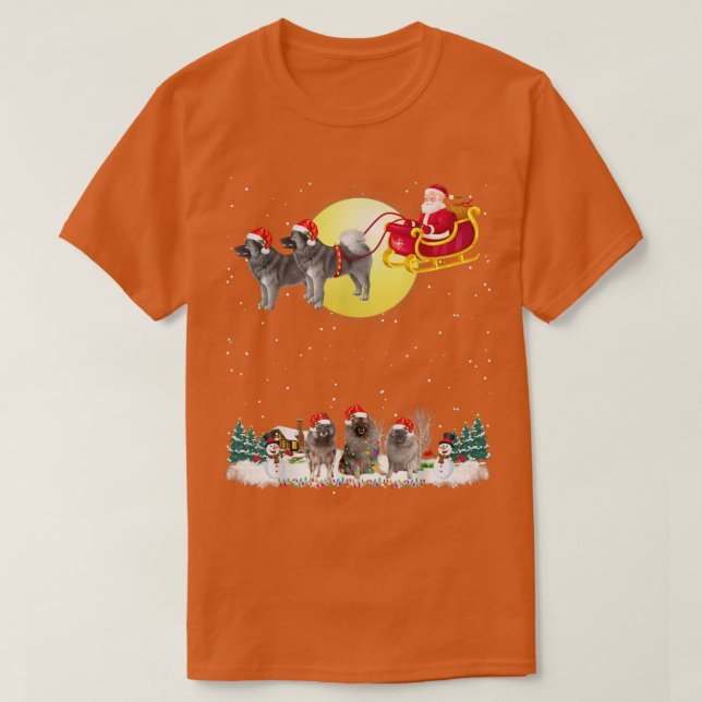 Keeshond Hund Rentier Hund Lights Christmas Lover  T-Shirt (Design vorne)