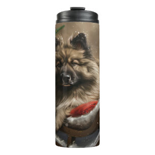 Keeshond-Hund Weihnachten Festlich Thermosbecher
