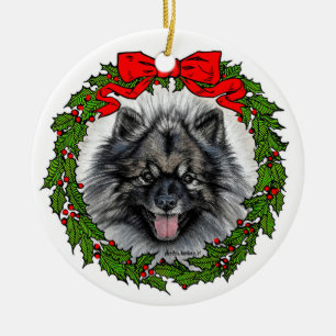 Keeshond Hunde Kunst von Glenda S. Harlan Keramik Ornament