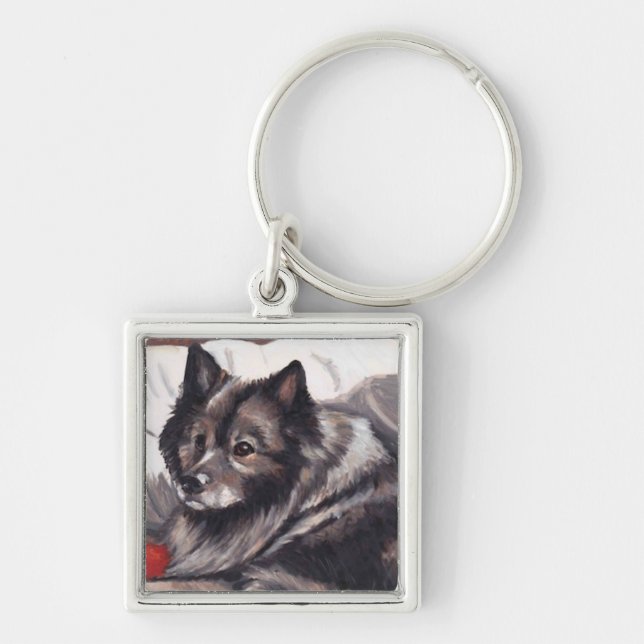 Keeshond-Hundekunst-Schlüsselanhänger Schlüsselanhänger (Vorne)