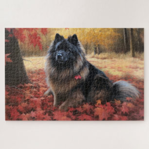 Keeshond im Herbst Leaves Fall Inspiriert