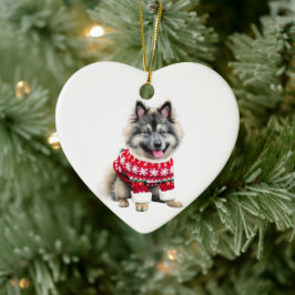 Keeshond im Weihnachtssüßer Keramik Ornament