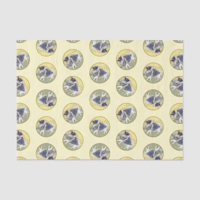 Keeshond in Aspen Malerei Niedliche Original Hunde Seidenpapier (Vorderseite)