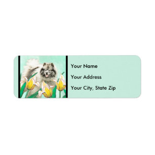 Keeshond in Tulips Malerei Niedliche Original Hund