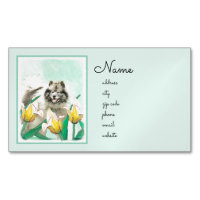 Keeshond in Tulips Malerei Niedliche Original Hund