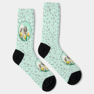 Keeshond in Tulpen Malerei Süße Original-Hunde-Kun Socken