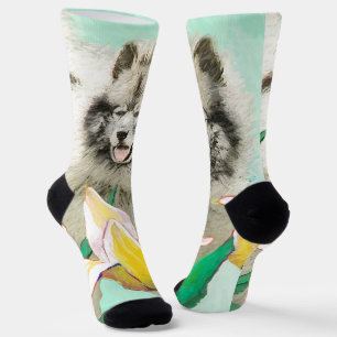 Keeshond in Tulpen Malerei Süße Original-Hunde-Kun Socken