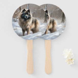 Keeshond Lass es schneien Weihnachten Fächer