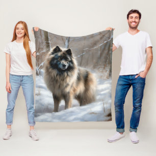 Keeshond Lass es schneien Weihnachten Fleecedecke