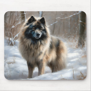 Keeshond Lass es schneien Weihnachten Mousepad