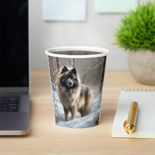 Keeshond Lass es schneien Weihnachten Pappbecher