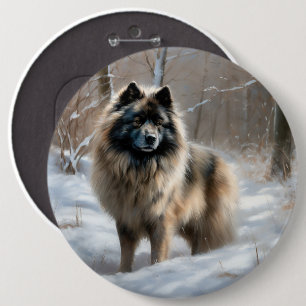 Keeshond lassen es Weihnachten schnee Button