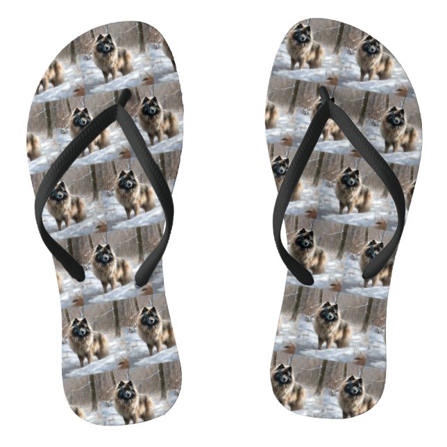 Keeshond lassen es Weihnachten schnee Flip Flops (Fußbett)