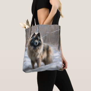 Keeshond lassen es Weihnachten schnee Tasche