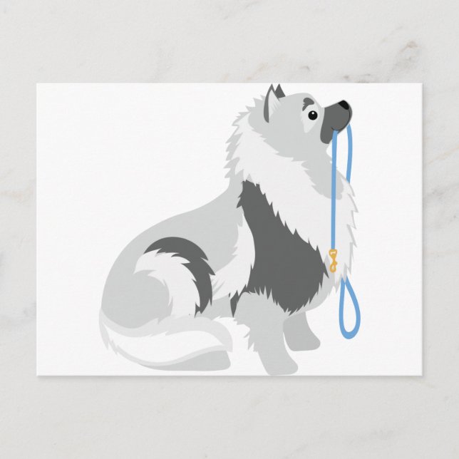 Keeshond Leash Postkarte (Vorderseite)