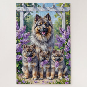 Keeshond-Lilac-Gartengemälde