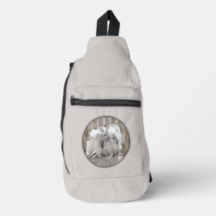 Keeshond Malen Hintern am Tor Niedliche Hundkunst Crossbody Bag