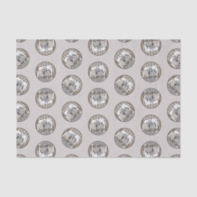 Keeshond Malen Hintern am Tor Niedliche Hundkunst Seidenpapier (Vorderseite)