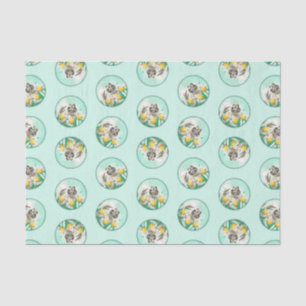 Keeshond Malerei in Tulips Niedliche Original Hund Seidenpapier