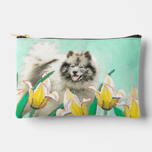 Keeshond Malerei in Tulips Niedliche Original Hund Zubehörtasche