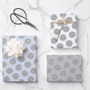 Keeshond-Malerei Kees Niedliche Original-Haustier- Geschenkpapier Set